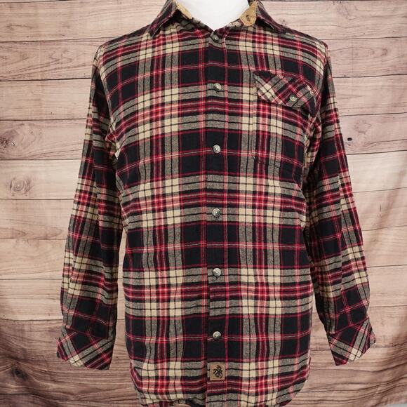 Legendary Whitetails Buck Camp Shirt Mens Medium Red Black Plaid Flannel Cotton - Picture 3 of 9